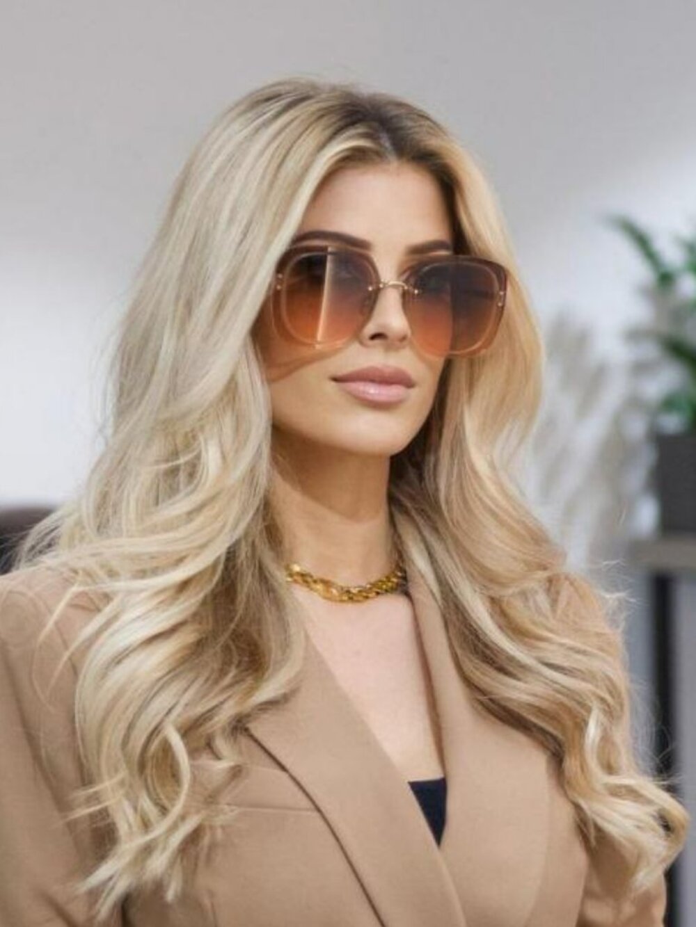 DIOR ULTRADIOR SU B0F2 PINK GOLD SQUARE OVERSIZED SUNGLASSES